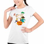 Fashion, accesorii si bijuterii - Copii - Imbracaminte copii - Tricouri copii - Tricou Copii Fete Phineas Ferb Perry Pineas Fineas CoolTrend, alb, marime S Copii - Infinity.ro
