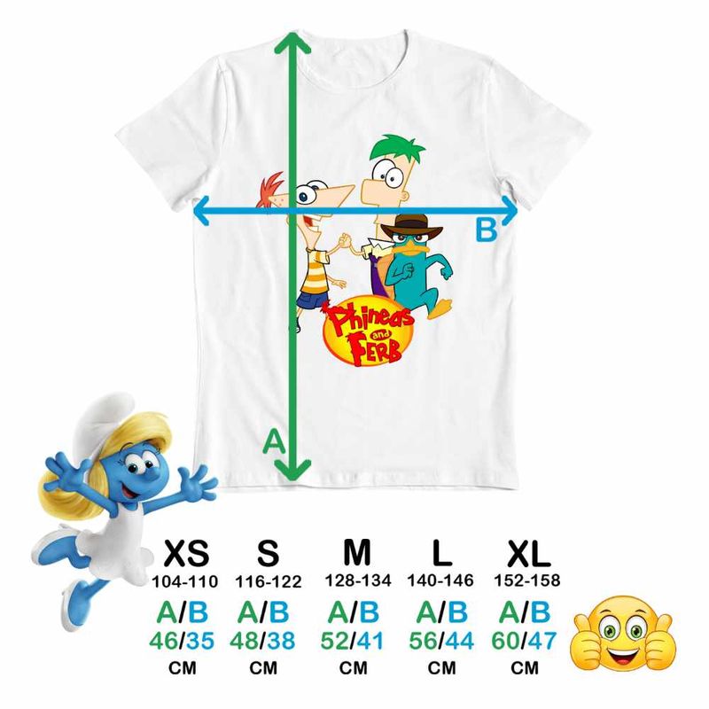 Fashion, accesorii si bijuterii - Copii - Imbracaminte copii - Tricouri copii - Tricou Copii Fete Phineas Ferb Perry Pineas Fineas CoolTrend, alb, marime S Copii - Infinity.ro