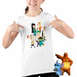 Fashion, accesorii si bijuterii - Copii - Imbracaminte copii - Tricouri copii - Tricou Copii Fete Phinead Ferb Toata Trupa Desen Animat CoolTrend, alb, marime XS Copii - Infinity.ro