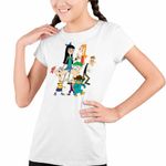 Fashion, accesorii si bijuterii - Copii - Imbracaminte copii - Tricouri copii - Tricou Copii Fete Phinead Ferb Toata Trupa Desen Animat CoolTrend, alb, marime XS Copii - Infinity.ro