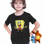 Fashion, accesorii si bijuterii - Copii - Imbracaminte copii - Tricouri copii - Tricou Copii Baieti Sponge Bob Canta Microfon Desen Animat SpongeBob CoolTrend, negru, marime S Copii - Infinity.ro