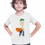 Fashion, accesorii si bijuterii - Copii - Imbracaminte copii - Tricouri copii - Tricou Copii Baieti Phineas si Ferb Skateboard CoolTrend, alb, marime S Copii - Infinity.ro