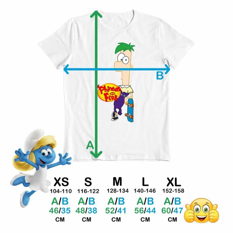 Fashion, accesorii si bijuterii - Copii - Imbracaminte copii - Tricouri copii - Tricou Copii Baieti Phineas si Ferb Skateboard CoolTrend, alb, marime S Copii - Infinity.ro