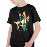 Fashion, accesorii si bijuterii - Copii - Imbracaminte copii - Tricouri copii - Tricou Copii Baieti Phinead Ferb Toata Trupa Desen Animat CoolTrend, negru, marime S Copii - Infinity.ro
