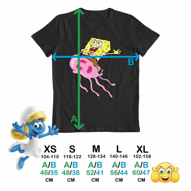 Fashion, accesorii si bijuterii - Copii - Imbracaminte copii - Tricouri copii - Tricou Copii Baieti Spongebob Pantaloni Patrati Calare Meduza CoolTrend, negru, marime XS Copii - Infinity.ro