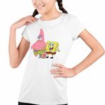 Fashion, accesorii si bijuterii - Copii - Imbracaminte copii - Tricouri copii - Tricou Copii Fete Sponge Bob Patrick Gary Spongebob CoolTrend, alb, marime XS Copii - Infinity.ro