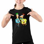 Fashion, accesorii si bijuterii - Copii - Imbracaminte copii - Tricouri copii - Tricou Copii Fete Phineas Ferb Gumball Spongebob CoolTrend, negru, marime XL Copii - Infinity.ro