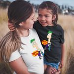 Fashion, accesorii si bijuterii - Copii - Imbracaminte copii - Tricouri copii - Tricou Copii Fete Phineas si Ferb Skateboard CoolTrend, alb, marime M Copii - Infinity.ro