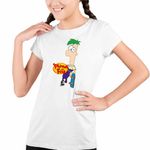 Fashion, accesorii si bijuterii - Copii - Imbracaminte copii - Tricouri copii - Tricou Copii Fete Phineas si Ferb Skateboard CoolTrend, alb, marime M Copii - Infinity.ro