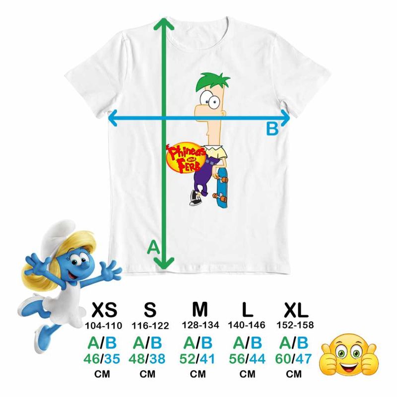 Fashion, accesorii si bijuterii - Copii - Imbracaminte copii - Tricouri copii - Tricou Copii Fete Phineas si Ferb Skateboard CoolTrend, alb, marime M Copii - Infinity.ro