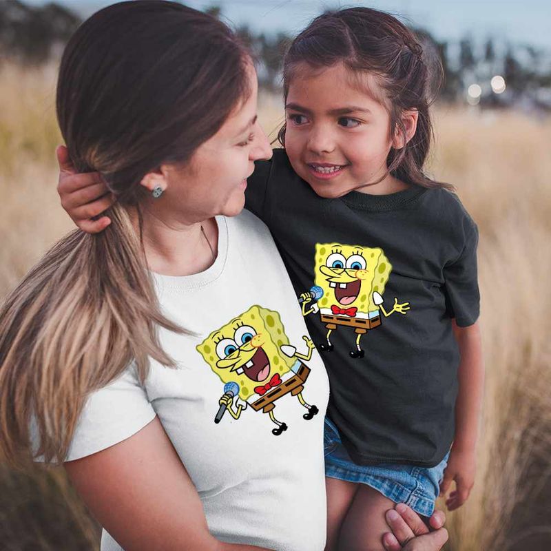 Fashion, accesorii si bijuterii - Copii - Imbracaminte copii - Tricouri copii - Tricou Copii Fete Sponge Bob Canta Microfon Desen Animat SpongeBob CoolTrend, alb, marime L Copii - Infinity.ro
