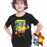 Fashion, accesorii si bijuterii - Copii - Imbracaminte copii - Tricouri copii - Tricou Copii Baieti Minecraft SpongeBob Nerd Sponge Bob Pantaloni Patrati CoolTrend, negru, marime XS Copii - Infinity.ro