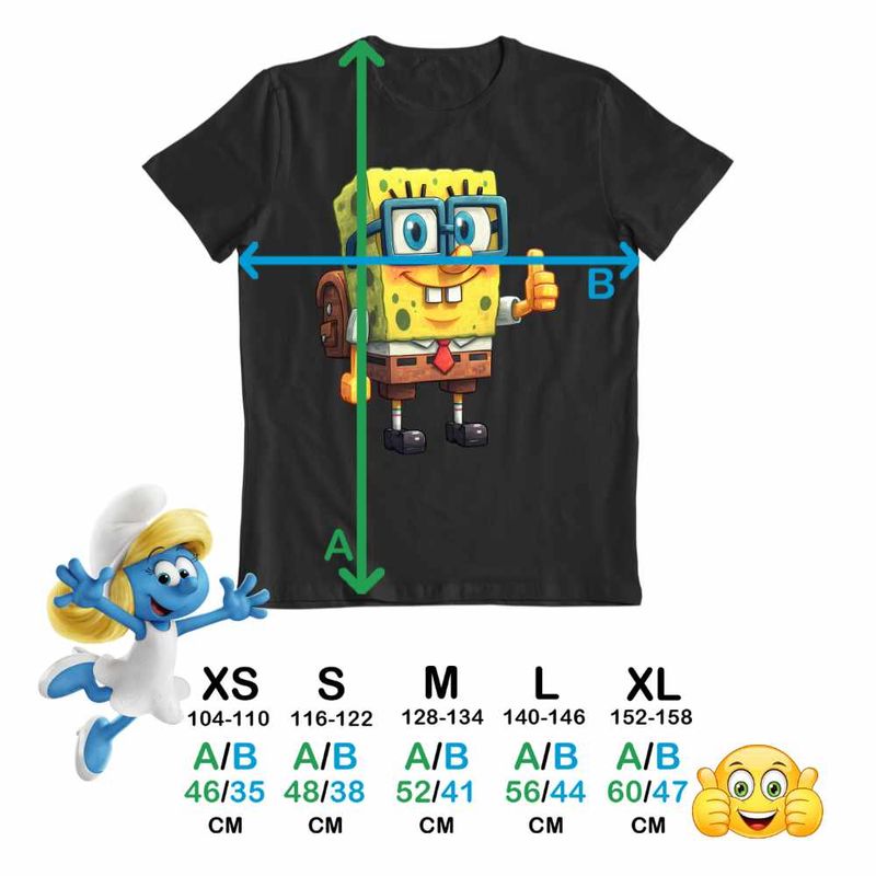 Fashion, accesorii si bijuterii - Copii - Imbracaminte copii - Tricouri copii - Tricou Copii Baieti Minecraft SpongeBob Nerd Sponge Bob Pantaloni Patrati CoolTrend, negru, marime XS Copii - Infinity.ro