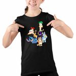 Fashion, accesorii si bijuterii - Copii - Imbracaminte copii - Tricouri copii - Tricou Copii Fete Phineas Ferb Stitch Bluey Bingo Blue CoolTrend, negru, marime M Copii - Infinity.ro