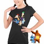 Fashion, accesorii si bijuterii - Copii - Imbracaminte copii - Tricouri copii - Tricou Copii Fete Phineas Ferb Stitch Bluey Bingo Blue CoolTrend, negru, marime M Copii - Infinity.ro
