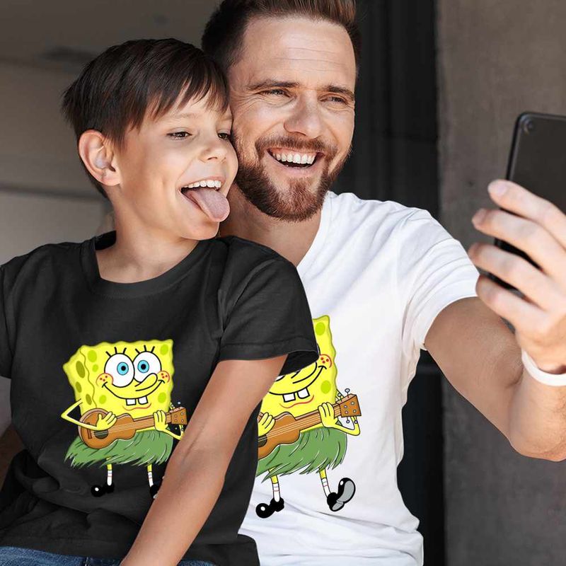Fashion, accesorii si bijuterii - Copii - Imbracaminte copii - Tricouri copii - Tricou Copii Baieti SpongeBob Hawaii Ukulele Serial Sezon CoolTrend, alb, marime XL Copii - Infinity.ro