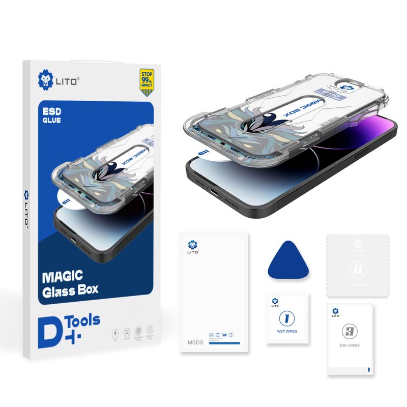Laptop, Telefoane si Tablete - Telefoane mobile si accesorii - Accesorii Telefoane - Folii protectie telefoane - Folie pentru iPhone 17 / iPhone 16 Pro - Lito Magic Glass Box D+ Tools - Clear - Infinity.ro