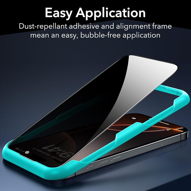 Laptop, Telefoane si Tablete - Telefoane mobile si accesorii - Accesorii Telefoane - Folii protectie telefoane - Folie pentru iPhone 17 Pro (set 3) - ESR Privacy Tempered Glass - Black - Infinity.ro