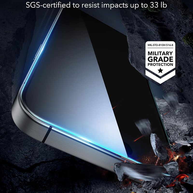 Laptop, Telefoane si Tablete - Telefoane mobile si accesorii - Accesorii Telefoane - Folii protectie telefoane - Folie pentru iPhone 17 Pro (set 3) - ESR Privacy Tempered Glass - Black - Infinity.ro