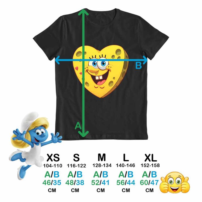Fashion, accesorii si bijuterii - Copii - Imbracaminte copii - Tricouri copii - Tricou Copii Baieti Sponge Bob Inima SpongeBoo Pantaloni Patrati CoolTrend, negru, marime M Copii - Infinity.ro