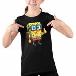 Fashion, accesorii si bijuterii - Copii - Imbracaminte copii - Tricouri copii - Tricou Copii Fete Minecraft SpongeBob Nerd Sponge Bob Pantaloni Patrati CoolTrend, negru, marime XS Copii - Infinity.ro