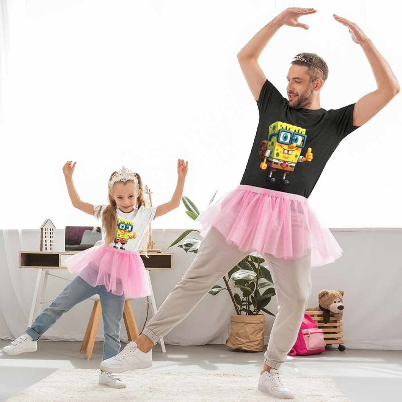 Fashion, accesorii si bijuterii - Copii - Imbracaminte copii - Tricouri copii - Tricou Copii Fete Minecraft SpongeBob Nerd Sponge Bob Pantaloni Patrati CoolTrend, negru, marime XS Copii - Infinity.ro