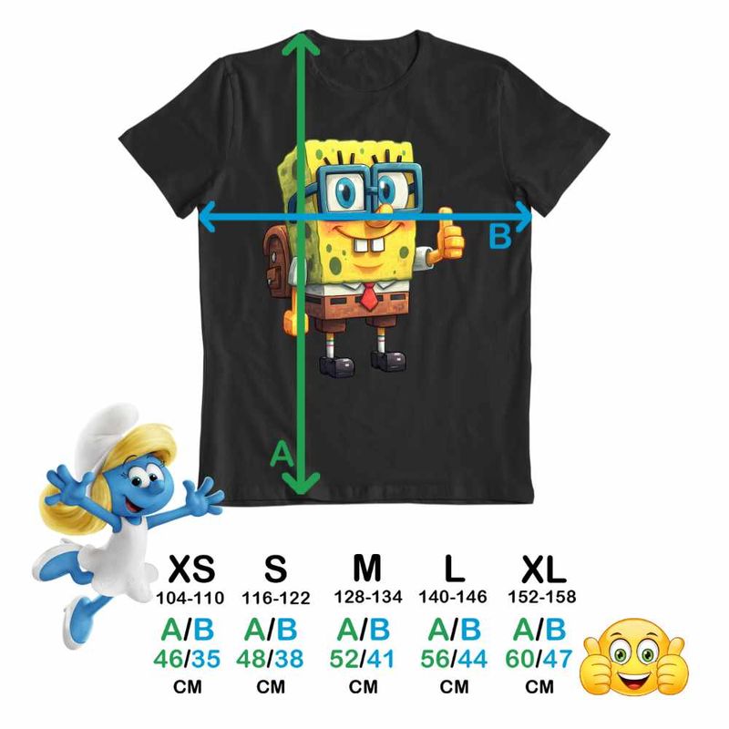 Fashion, accesorii si bijuterii - Copii - Imbracaminte copii - Tricouri copii - Tricou Copii Fete Minecraft SpongeBob Nerd Sponge Bob Pantaloni Patrati CoolTrend, negru, marime XS Copii - Infinity.ro