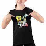 Fashion, accesorii si bijuterii - Copii - Imbracaminte copii - Tricouri copii - Tricou Copii Fete SpongeBob Pantaloni Patrati Desene Animate CoolTrend, negru, marime L Copii - Infinity.ro