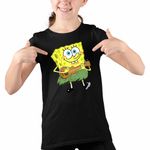 Fashion, accesorii si bijuterii - Copii - Imbracaminte copii - Tricouri copii - Tricou Copii Fete SpongeBob Hawaii Ukulele Serial Sezon CoolTrend, negru, marime XS Copii - Infinity.ro
