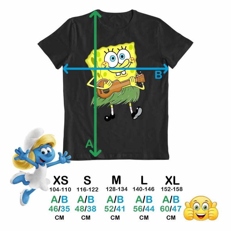 Fashion, accesorii si bijuterii - Copii - Imbracaminte copii - Tricouri copii - Tricou Copii Fete SpongeBob Hawaii Ukulele Serial Sezon CoolTrend, negru, marime XS Copii - Infinity.ro