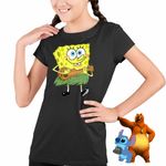 Fashion, accesorii si bijuterii - Copii - Imbracaminte copii - Tricouri copii - Tricou Copii Fete SpongeBob Hawaii Ukulele Serial Sezon CoolTrend, negru, marime XS Copii - Infinity.ro