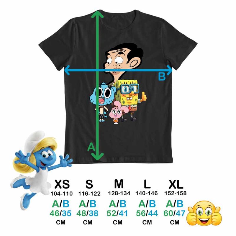 Fashion, accesorii si bijuterii - Copii - Imbracaminte copii - Tricouri copii - Tricou Copii Baieti Gumball Mr Bean SpongeBob CoolTrend, negru, marime XL Copii - Infinity.ro