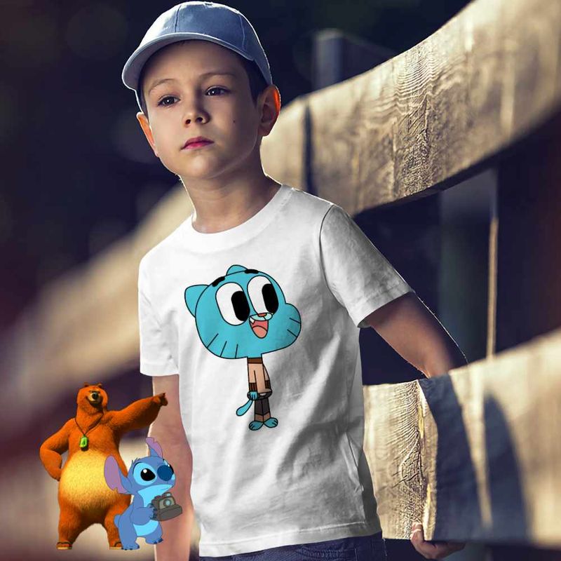 Fashion, accesorii si bijuterii - Copii - Imbracaminte copii - Tricouri copii - Tricou Copii Baieti Gumball Desene Animate CoolTrend, alb, marime M Copii - Infinity.ro