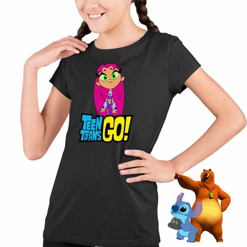 Fashion, accesorii si bijuterii - Copii - Imbracaminte copii - Tricouri copii - Tricou Copii Fete Starfire Tineri Titani Teen Titans Go CoolTrend, negru, marime S Copii - Infinity.ro