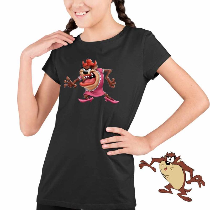 Fashion, accesorii si bijuterii - Copii - Imbracaminte copii - Tricouri copii - Tricou Copii Fete Tasmanian She-Devil Taz Diavol, negru, marime XS Copii - Infinity.ro