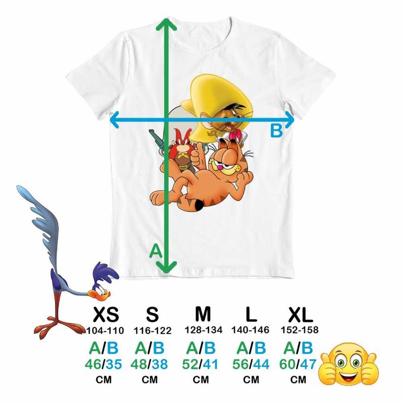 Fashion, accesorii si bijuterii - Copii - Imbracaminte copii - Tricouri copii - Tricou Copii Baieti Speedy Gonzales Garfield Yosemite Sam Desene, alb, marime L Copii - Infinity.ro