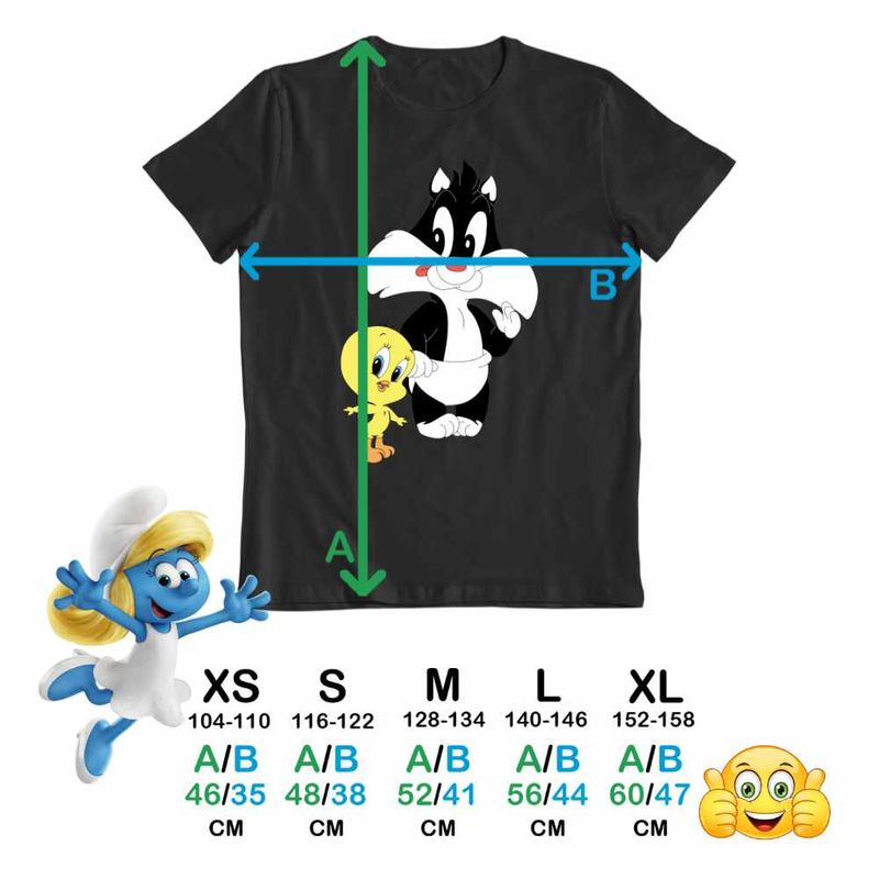 Fashion, accesorii si bijuterii - Copii - Imbracaminte copii - Tricouri copii - Tricou Copii Fete Tweety Sylvester Scutec CoolTrend, negru, marime L Copii - Infinity.ro