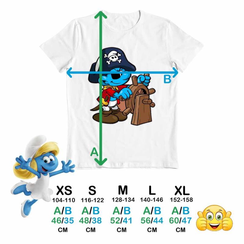 Fashion, accesorii si bijuterii - Copii - Imbracaminte copii - Tricouri copii - Tricou Copii Fete Strumfii Piratul CoolTrend, alb, marime M Copii - Infinity.ro