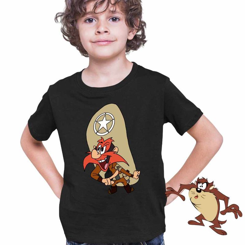Fashion, accesorii si bijuterii - Copii - Imbracaminte copii - Tricouri copii - Tricou Copii Baieti Yosemite Sam Serif Looney Tunes, negru, marime M Copii - Infinity.ro