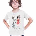 Fashion, accesorii si bijuterii - Copii - Imbracaminte copii - Tricouri copii - Tricou Copii Baieti Betty Boop Bugs Bunny Iepuras Playboy, alb, marime XS Copii - Infinity.ro