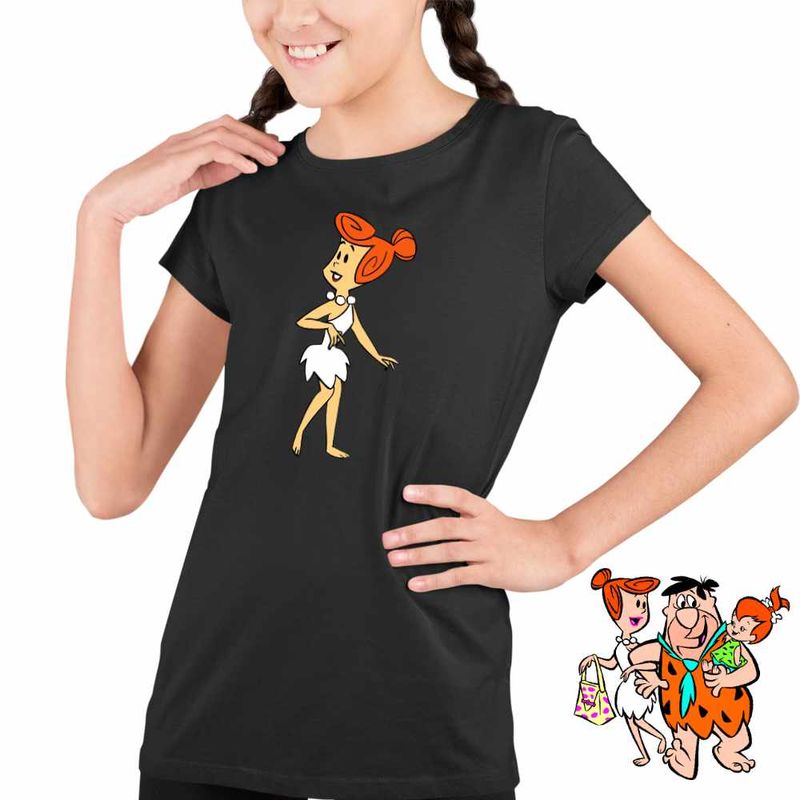 Fashion, accesorii si bijuterii - Copii - Imbracaminte copii - Tricouri copii - Tricou Copii Fete Familia Flintstone Wilma Aventuri in Epoca de Piatra, negru, marime XL Copii - Infinity.ro