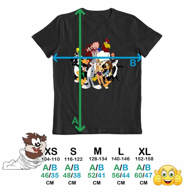 Fashion, accesorii si bijuterii - Copii - Imbracaminte copii - Tricouri copii - Tricou Copii Baieti Taz Bugs Bunny Daffy Looney Tunes Eroi, negru, marime M Copii - Infinity.ro