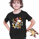 Fashion, accesorii si bijuterii - Copii - Imbracaminte copii - Tricouri copii - Tricou Copii Baieti Taz Bugs Bunny Daffy Looney Tunes Eroi, negru, marime M Copii - Infinity.ro