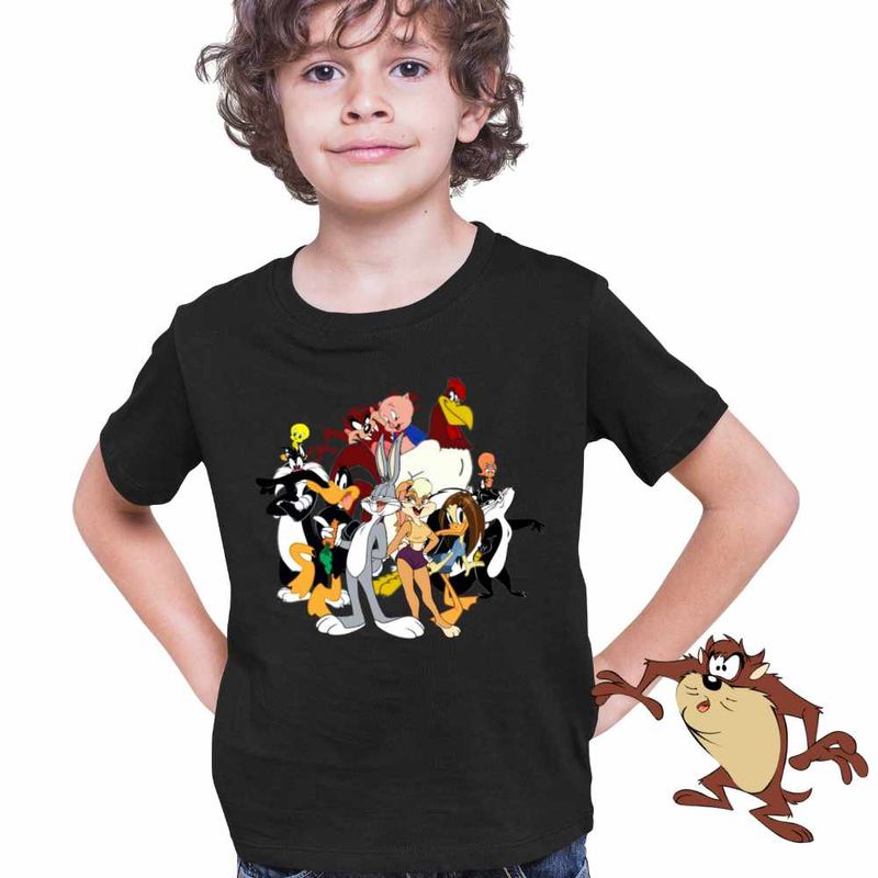 Fashion, accesorii si bijuterii - Copii - Imbracaminte copii - Tricouri copii - Tricou Copii Baieti Taz Bugs Bunny Daffy Looney Tunes Eroi, negru, marime M Copii - Infinity.ro