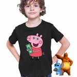 Fashion, accesorii si bijuterii - Copii - Imbracaminte copii - Tricouri copii - Tricou Copii Baieti Purcelusa Peppa Pig Bani Dolari CoolTrend, negru, marime XS Copii - Infinity.ro