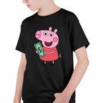 Fashion, accesorii si bijuterii - Copii - Imbracaminte copii - Tricouri copii - Tricou Copii Baieti Purcelusa Peppa Pig Bani Dolari CoolTrend, negru, marime XS Copii - Infinity.ro