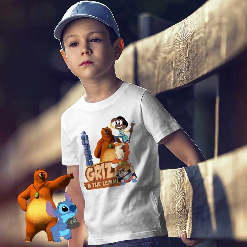 Fashion, accesorii si bijuterii - Copii - Imbracaminte copii - Tricouri copii - Tricou Copii Baieti Craig Dumbrava Grizzy Lemingii Grizi CoolTrend, alb, marime XL Copii - Infinity.ro