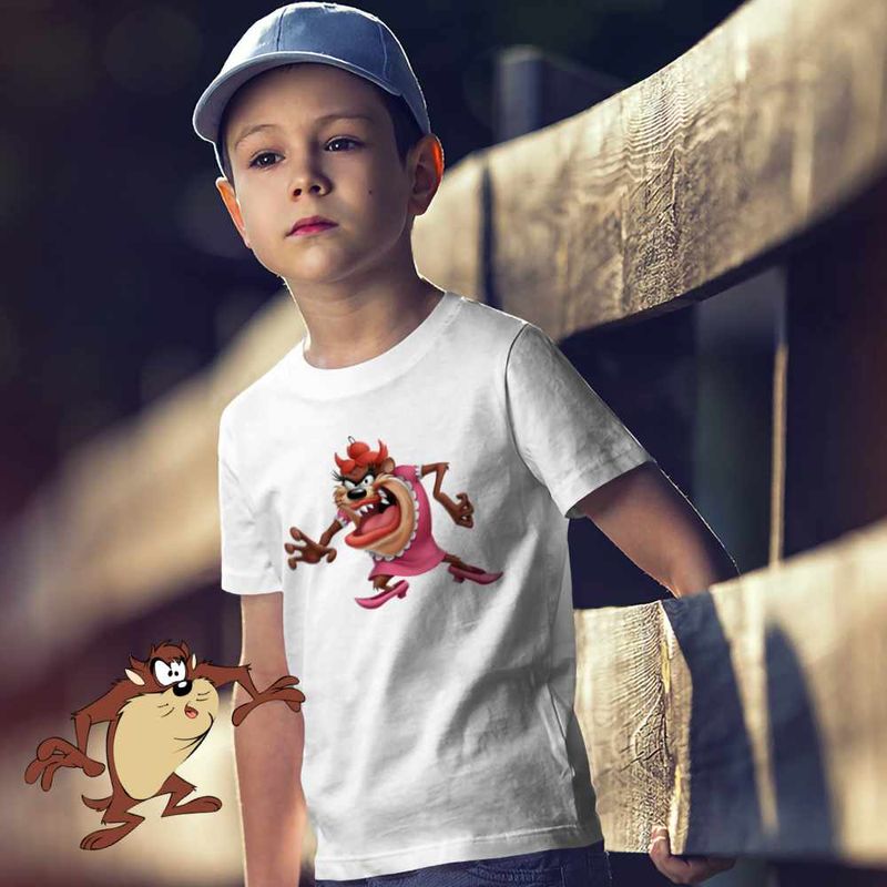 Fashion, accesorii si bijuterii - Copii - Imbracaminte copii - Tricouri copii - Tricou Copii Baieti Tasmanian She-Devil Taz Diavol, alb, marime S Copii - Infinity.ro