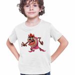 Fashion, accesorii si bijuterii - Copii - Imbracaminte copii - Tricouri copii - Tricou Copii Baieti Tasmanian She-Devil Taz Diavol, alb, marime S Copii - Infinity.ro