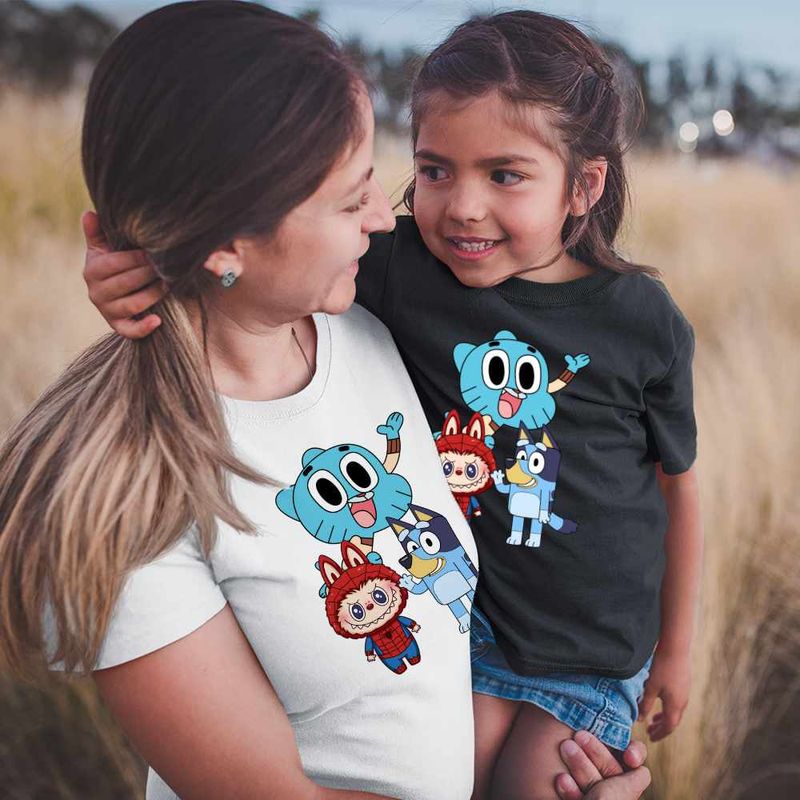 Fashion, accesorii si bijuterii - Copii - Imbracaminte copii - Tricouri copii - Tricou Copii Fete Gumball Bluey Labubu CoolTrend, alb, marime M Copii - Infinity.ro